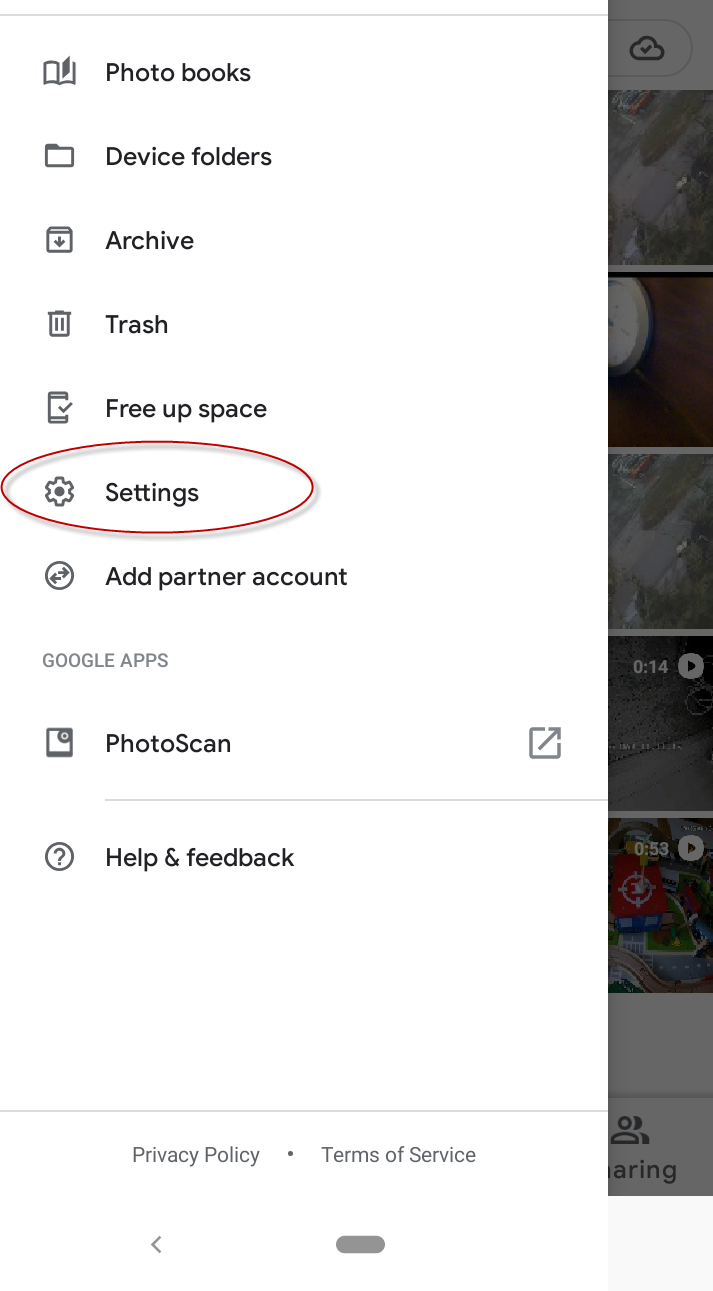 google photos select settings