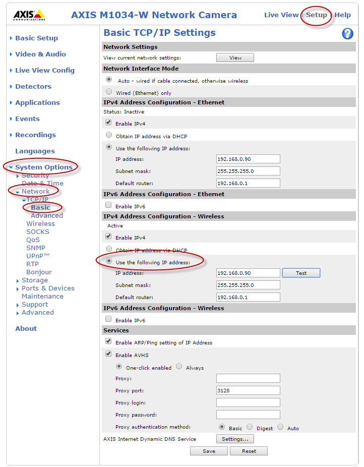 ip camera network setup