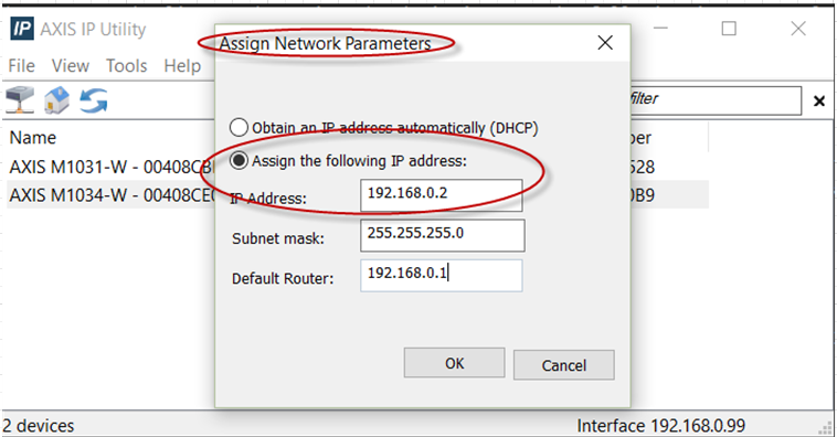 Assigning a Temporary IP Address to a Camera