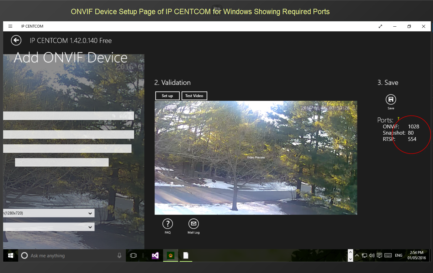 ipcentcom w onvif camera setup screen ports