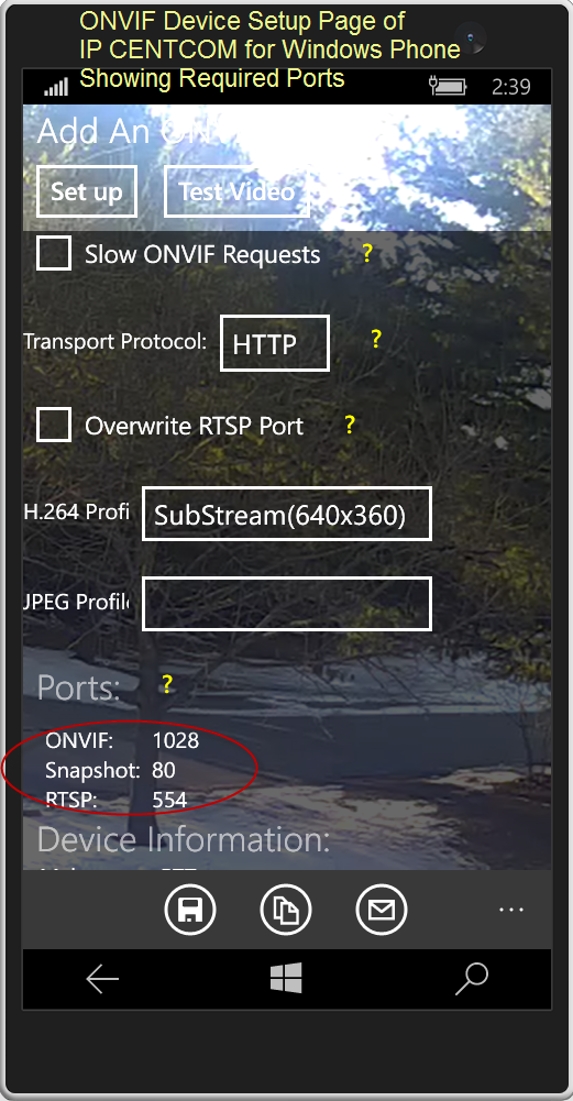 ipcentcom wp onvif camera setup screen ports